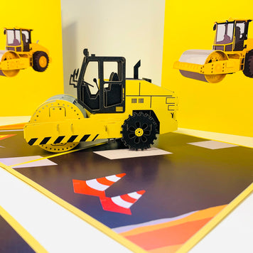 Road Roller Truck builds a Town Perfect for Construction Workers or Little Kids Origami Pop Cards 3D Pop Up Greeting Card Thank You Handmade Gift Thinking of You Happy Birthday Occasion Australiana Celebrate the Beauty and Happiness During Special Day