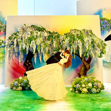 Romantic Blooming Purple Wisteria Wedding Trees with Bride & Groom 3D POP UP GREETING CARD - Created by Origami Pop Cards – 3D Pop Up Greeting Cards, Australian Design & Handmade, 3D Pop Up Magical Paper Cards Celebrate Love Anniversary Heart Fell