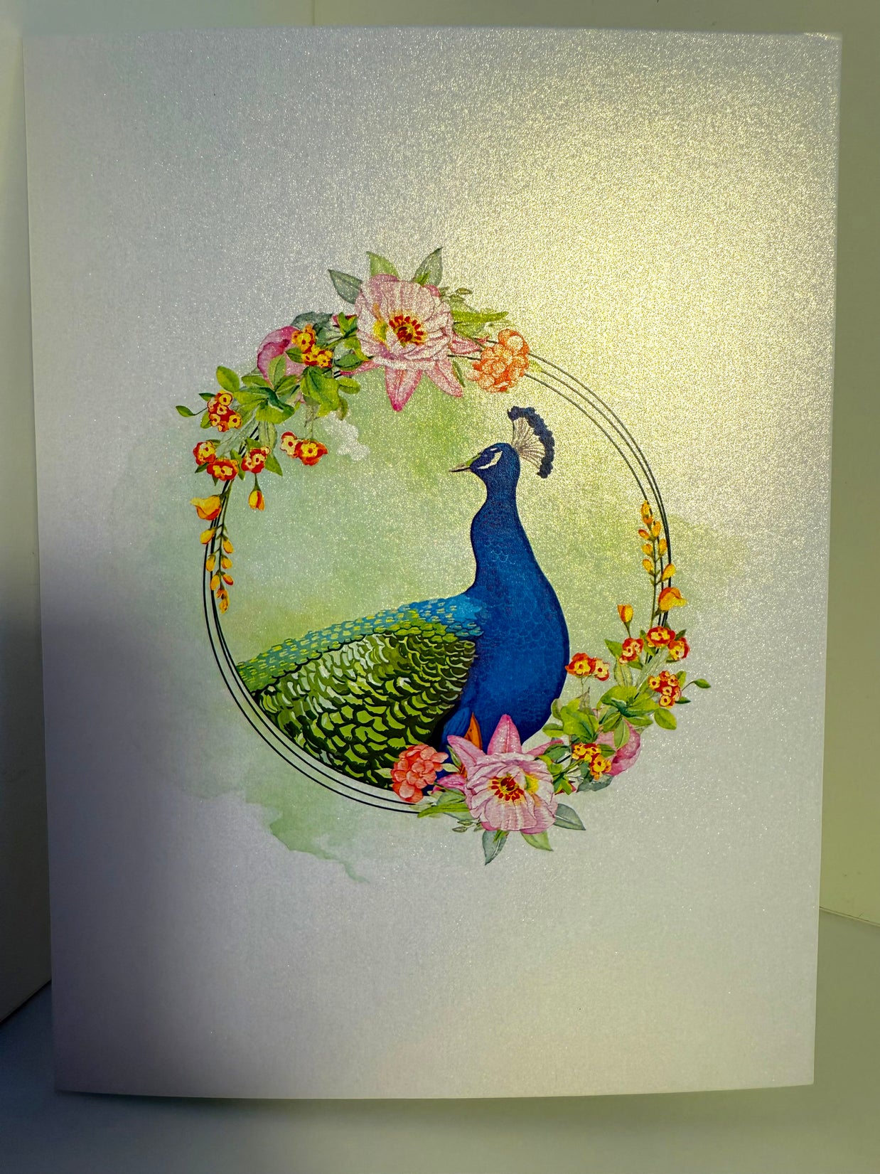 Royal Blue Peacock on Green Grass Origami Pop Cards 3D Pop Up Greeting Card Best Wishes Happy Birthday Gift Thank You Handmade Best Wishes Blank Card for Any Occasion Happy Mother's Day Happy Father's Day Celebrate the Beauty Of Nature and Peacock