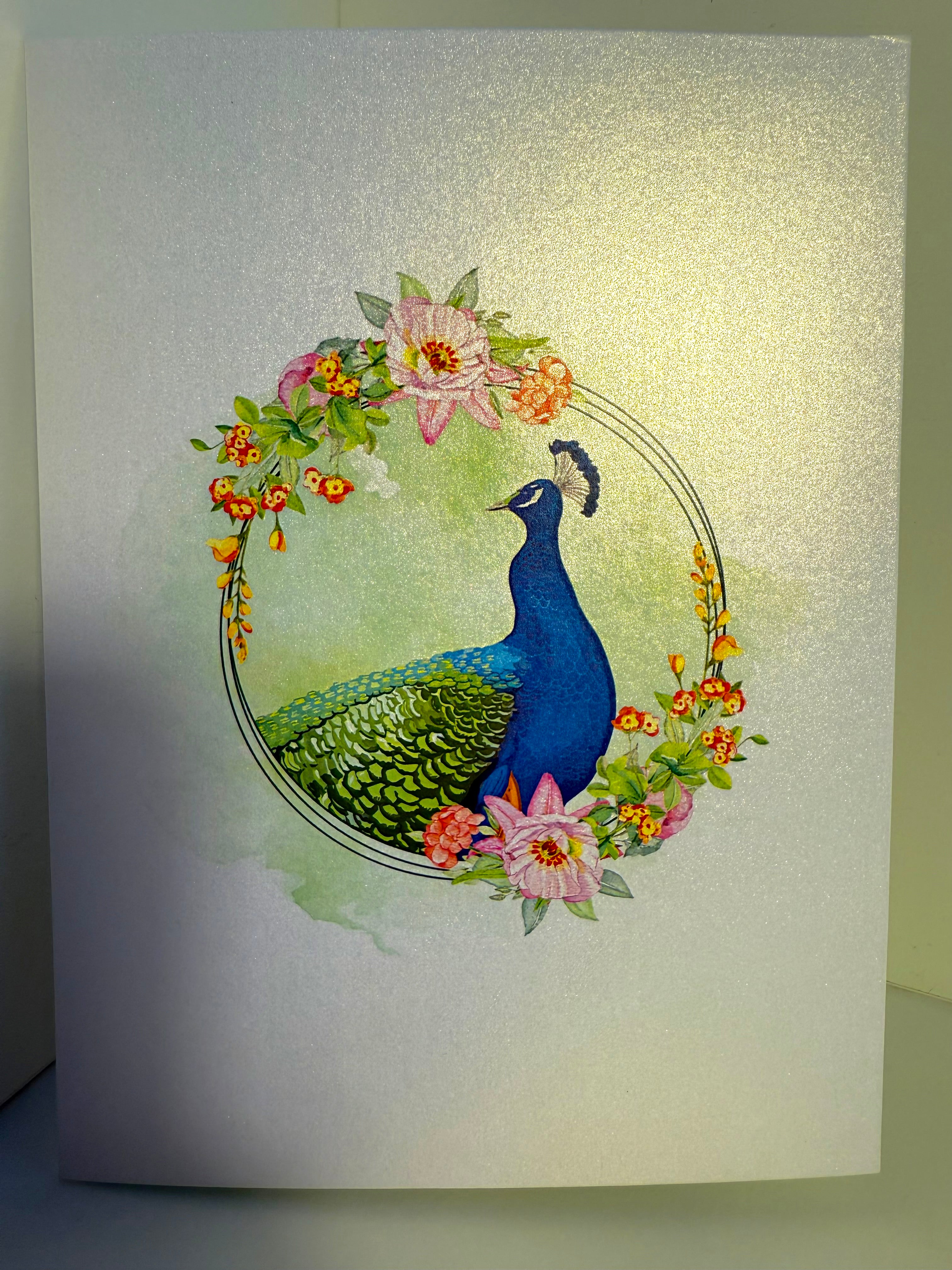Royal Blue Peacock on Green Grass Origami Pop Cards 3D Pop Up Greeting Card Best Wishes Happy Birthday Gift Thank You Handmade Best Wishes Blank Card for Any Occasion Happy Mother's Day Happy Father's Day Celebrate the Beauty Of Nature and Peacock