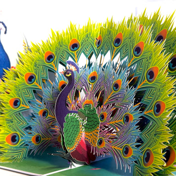 Royal Blue Peacock on Green Grass Origami Pop Cards 3D Pop Up Greeting Card Best Wishes Happy Birthday Gift Thank You Handmade Best Wishes Blank Card for Any Occasion Happy Mother's Day Happy Father's Day Celebrate the Beauty Of Nature and Peacock