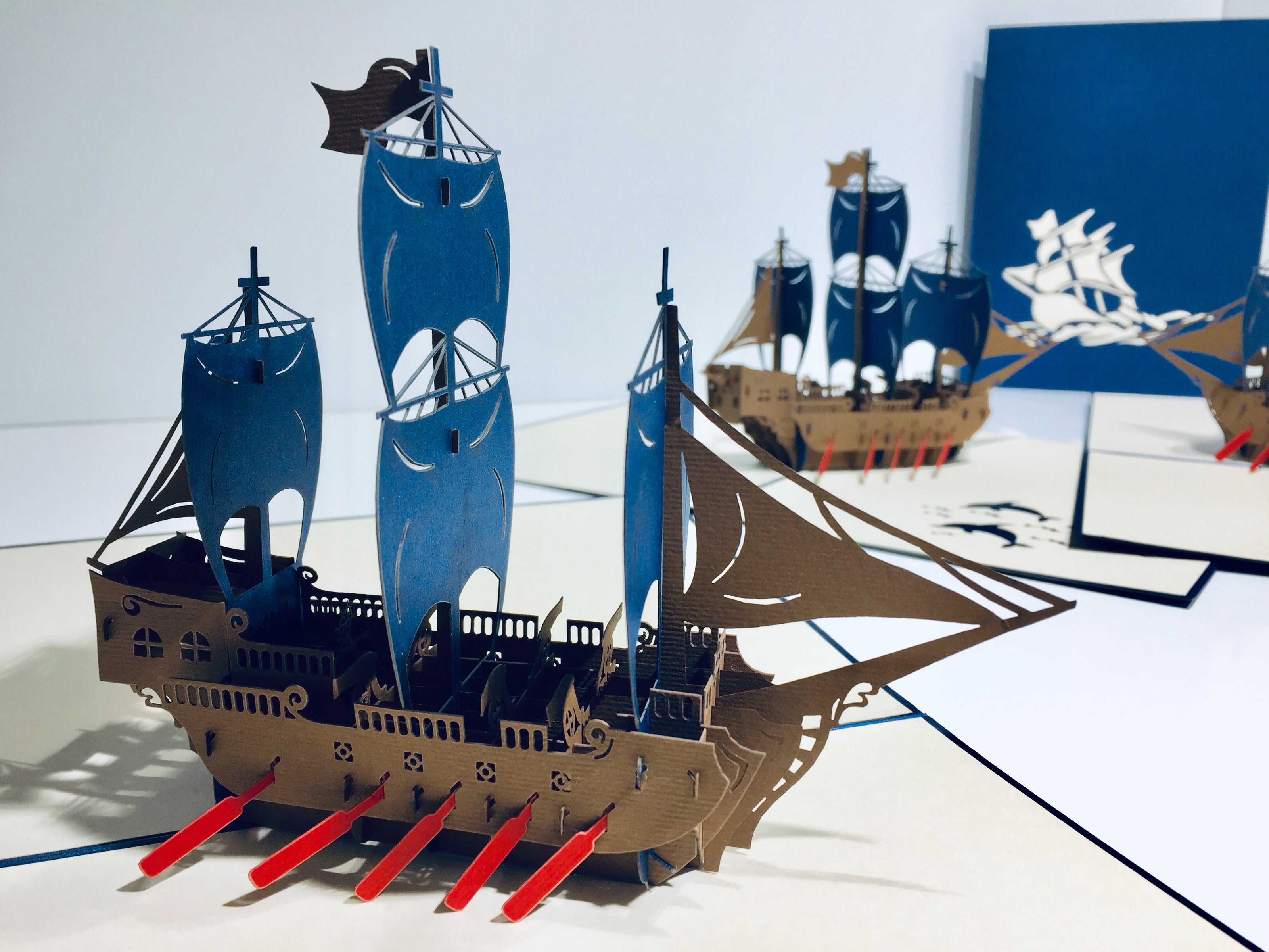 Royal Blue Viking Ship Origami Pop Cards 3D Pop Up Greeting Card Happy Birthday Thank You Handmade Gift Thinking of You Blank Card for Any Occasion Happy Mother's Day Happy Father's Australiana Celebrate the Beauty