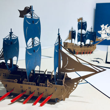 Royal Blue Viking Ship Origami Pop Cards 3D Pop Up Greeting Card Happy Birthday Thank You Handmade Gift Thinking of You Blank Card for Any Occasion Happy Mother's Day Happy Father's Australiana Celebrate the Beauty