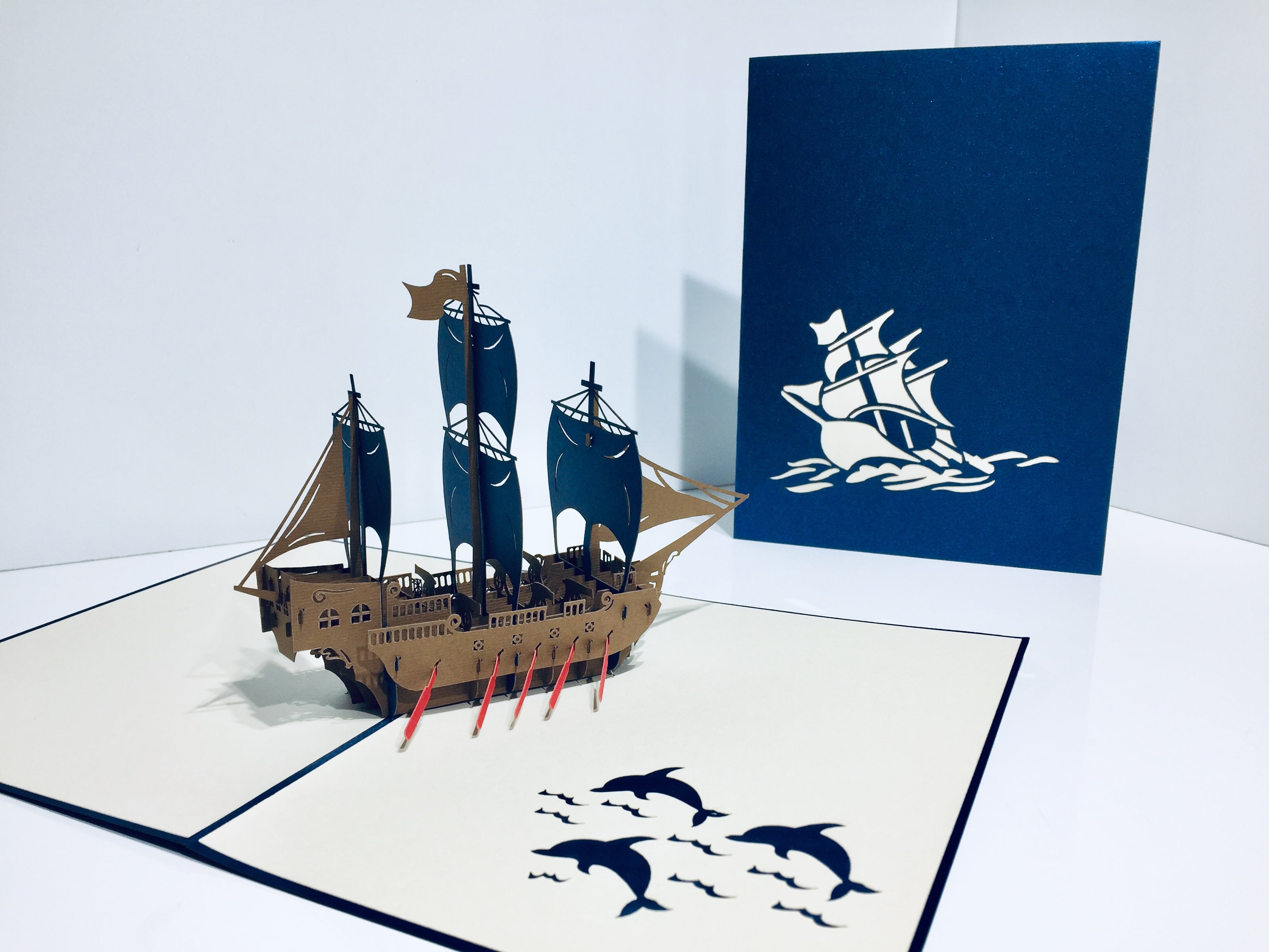 Royal Blue Viking Ship Origami Pop Cards 3D Pop Up Greeting Card Happy Birthday Thank You Handmade Gift Thinking of You Blank Card for Any Occasion Happy Mother's Day Happy Father's Australiana Celebrate the Beauty