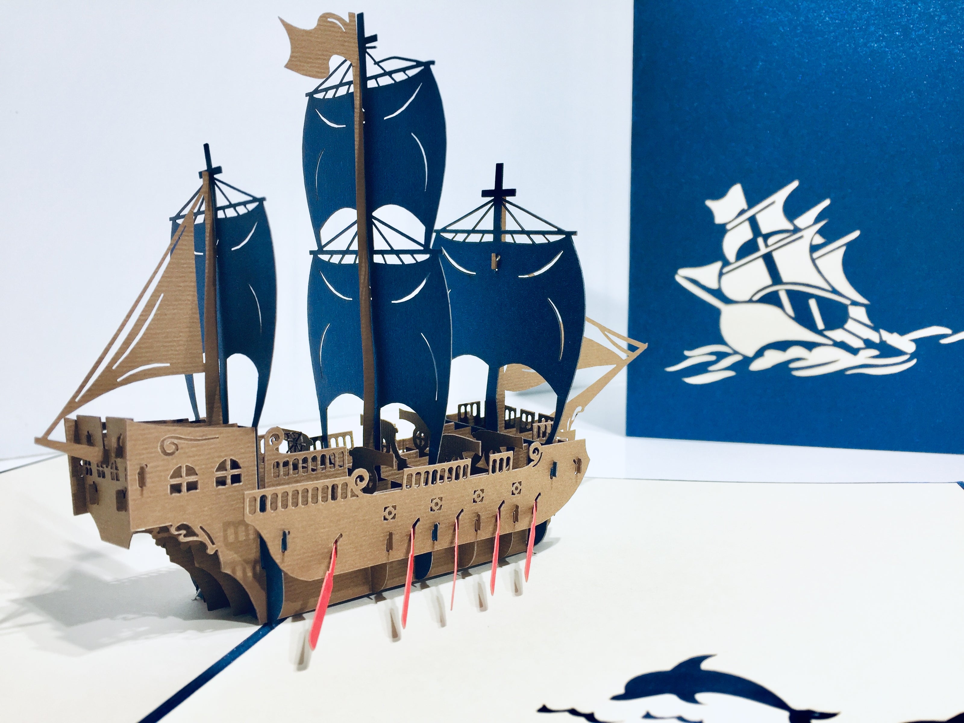 Royal Blue Viking Ship Origami Pop Cards 3D Pop Up Greeting Card Happy Birthday Thank You Handmade Gift Thinking of You Blank Card for Any Occasion Happy Mother's Day Happy Father's Australiana Celebrate the Beauty