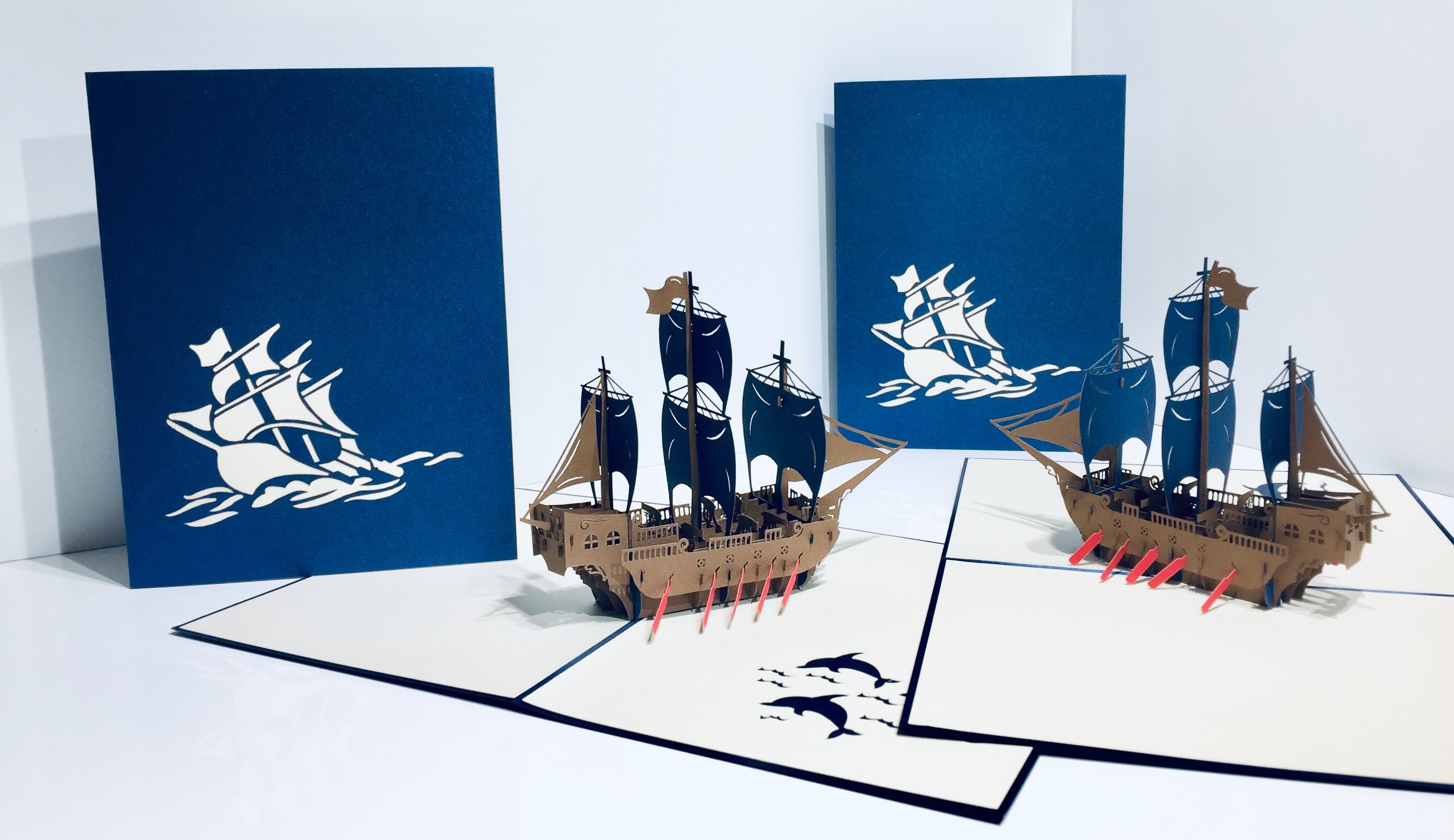 Royal Blue Viking Ship Origami Pop Cards 3D Pop Up Greeting Card Happy Birthday Thank You Handmade Gift Thinking of You Blank Card for Any Occasion Happy Mother's Day Happy Father's Australiana Celebrate the Beauty