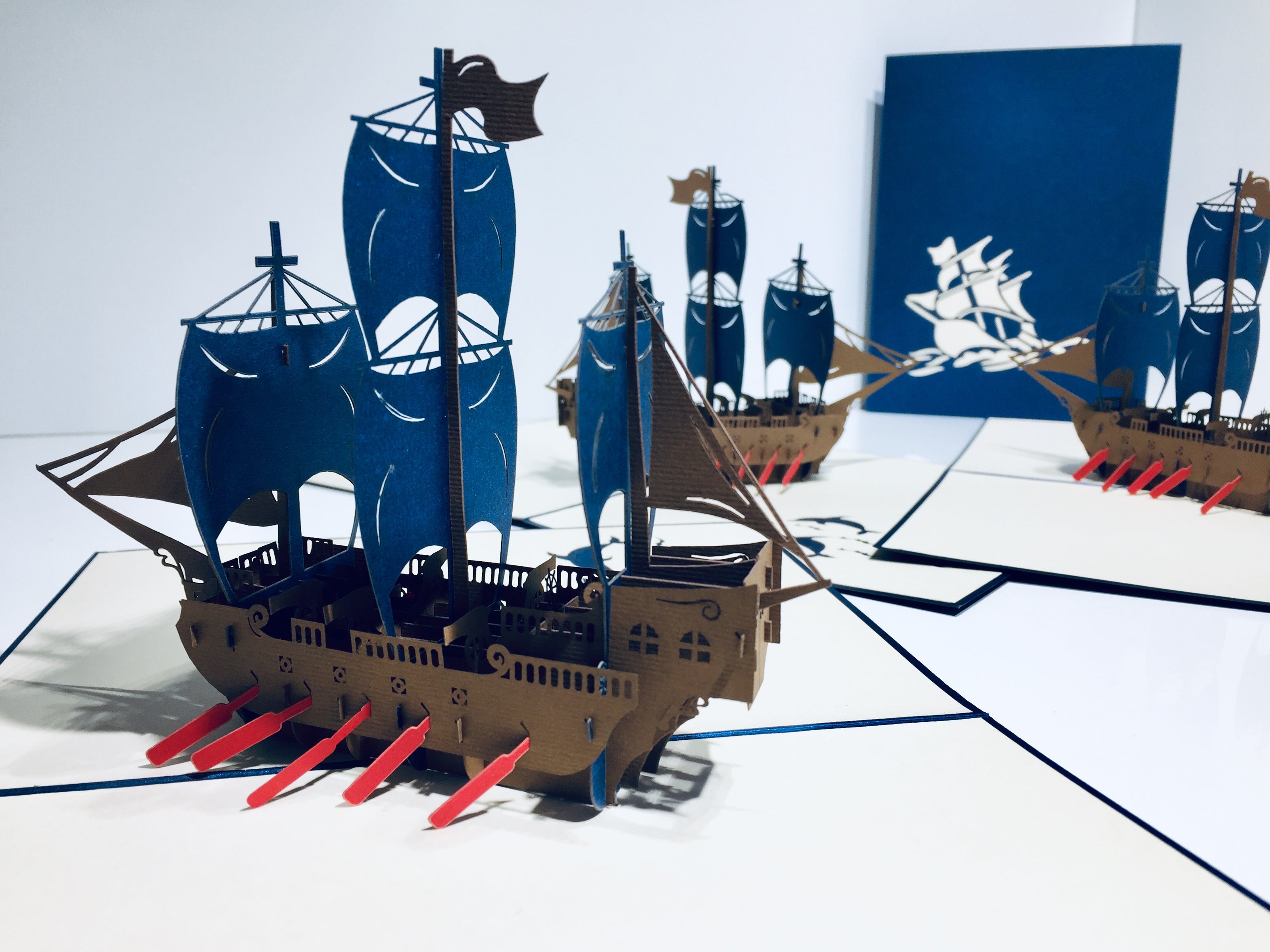 Royal Blue Viking Ship Origami Pop Cards 3D Pop Up Greeting Card Happy Birthday Thank You Handmade Gift Thinking of You Blank Card for Any Occasion Happy Mother's Day Happy Father's Australiana Celebrate the Beauty