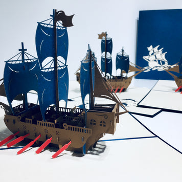 Royal Blue Viking Ship Origami Pop Cards 3D Pop Up Greeting Card Happy Birthday Thank You Handmade Gift Thinking of You Blank Card for Any Occasion Happy Mother's Day Happy Father's Australiana Celebrate the Beauty