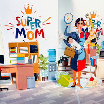 SUPER MOM - Incredible Multitasking Abilities of the Modern Mother Origami Pop Cards 3D Pop Up Greeting Card Handmade Gift for Mum Floral Blank Card Australian Made Thank You Thinking of You Mother's Day Paper Art Gift Australian Celebrate Special Mum
