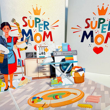 SUPER MOM - Incredible Multitasking Abilities of the Modern Mother Origami Pop Cards 3D Pop Up Greeting Card Handmade Gift for Mum Floral Blank Card Australian Made Thank You Thinking of You Mother's Day Paper Art Gift Australian Celebrate Special Mum