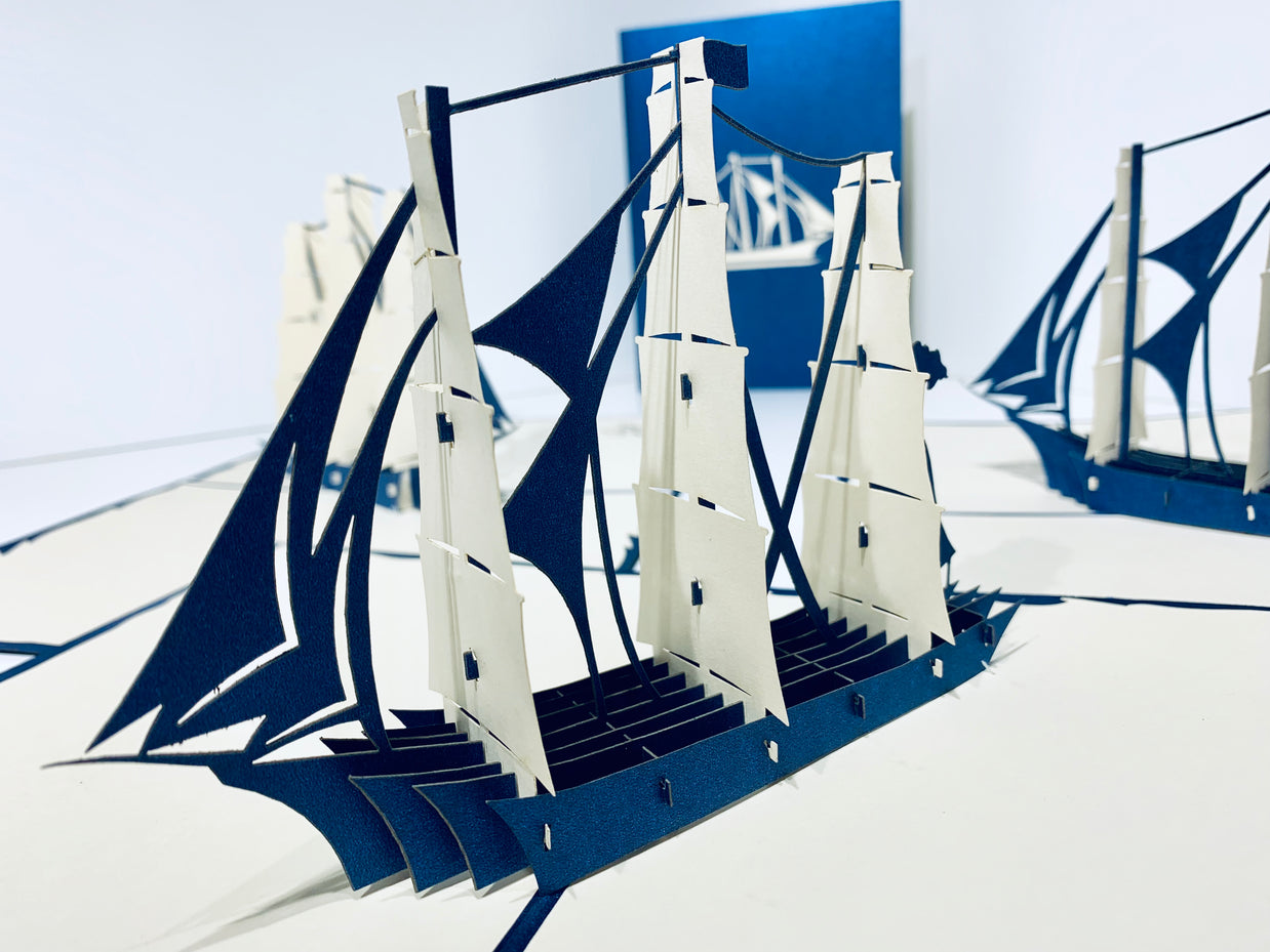 Blue & White Sailing Boat Origami Pop Cards 3D Pop Up Greeting Card Happy Birthday Thank You Handmade Gift Thinking of You Blank Card for Any Occasion Happy Mother's Day Happy Father's Australiana Celebrate the Beauty