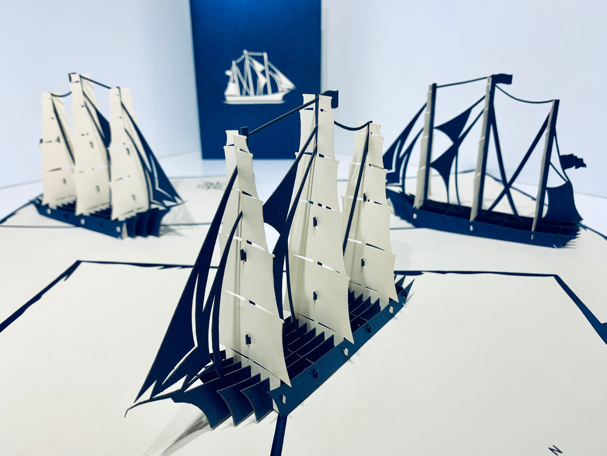 Blue & White Sailing Boat Origami Pop Cards 3D Pop Up Greeting Card Happy Birthday Thank You Handmade Gift Thinking of You Blank Card for Any Occasion Happy Mother's Day Happy Father's Australiana Celebrate the Beauty