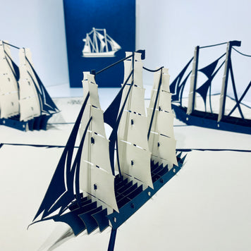 Blue & White Sailing Boat Origami Pop Cards 3D Pop Up Greeting Card Happy Birthday Thank You Handmade Gift Thinking of You Blank Card for Any Occasion Happy Mother's Day Happy Father's Australiana Celebrate the Beauty