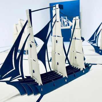 Blue & White Sailing Boat Origami Pop Cards 3D Pop Up Greeting Card Happy Birthday Thank You Handmade Gift Thinking of You Blank Card for Any Occasion Happy Mother's Day Happy Father's Australiana Celebrate the Beauty
