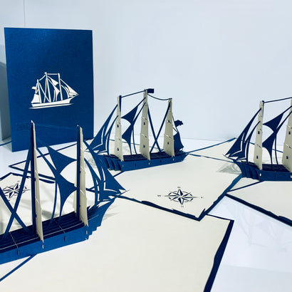 Blue & White Sailing Boat Origami Pop Cards 3D Pop Up Greeting Card Happy Birthday Thank You Handmade Gift Thinking of You Blank Card for Any Occasion Happy Mother's Day Happy Father's Australiana Celebrate the Beauty