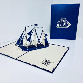 Blue & White Sailing Boat Origami Pop Cards 3D Pop Up Greeting Card Happy Birthday Thank You Handmade Gift Thinking of You Blank Card for Any Occasion Happy Mother's Day Happy Father's Australiana Celebrate the Beauty