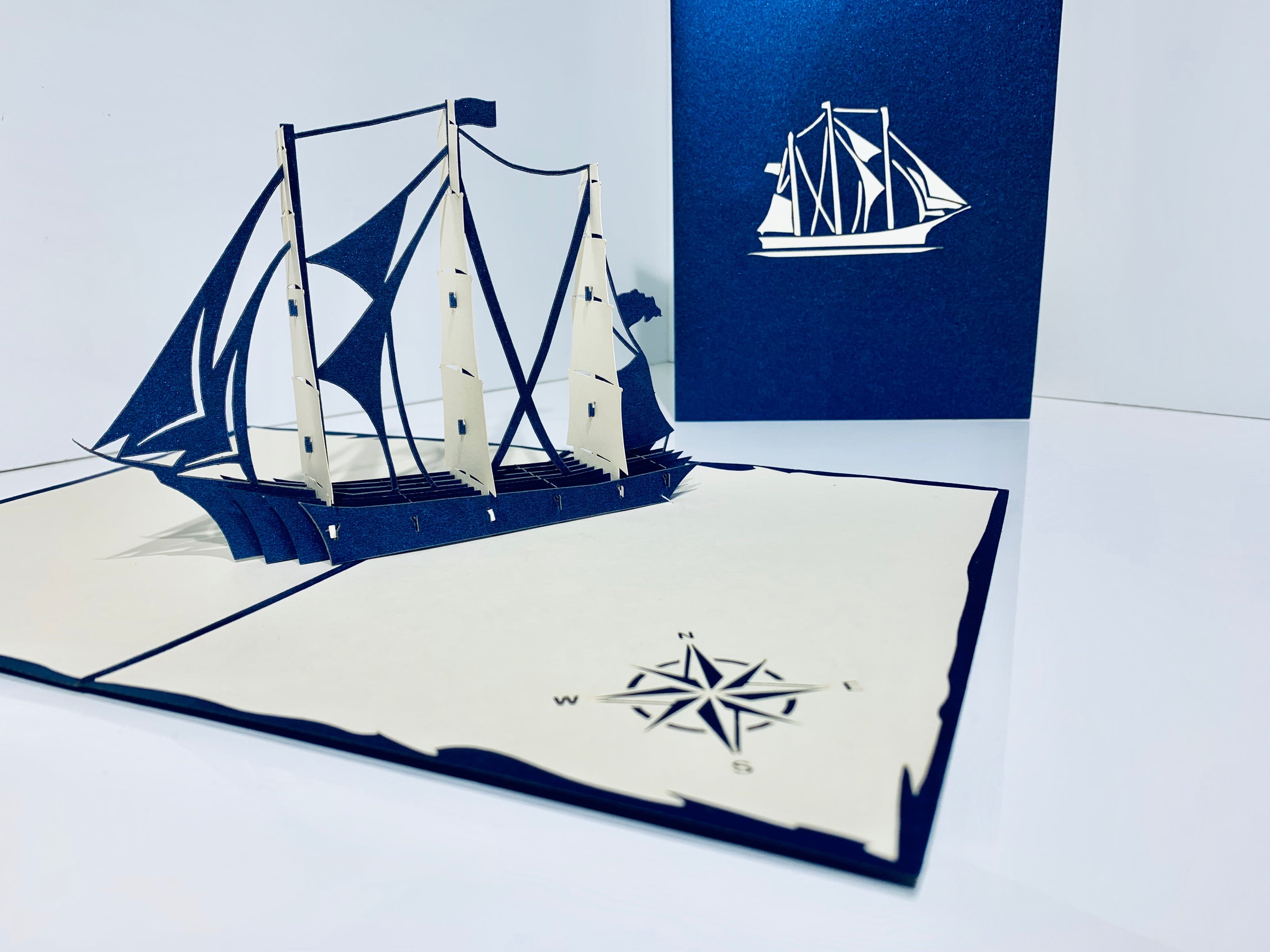 Blue & White Sailing Boat Origami Pop Cards 3D Pop Up Greeting Card Happy Birthday Thank You Handmade Gift Thinking of You Blank Card for Any Occasion Happy Mother's Day Happy Father's Australiana Celebrate the Beauty