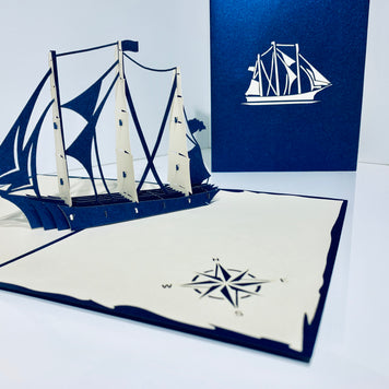 Blue & White Sailing Boat Origami Pop Cards 3D Pop Up Greeting Card Happy Birthday Thank You Handmade Gift Thinking of You Blank Card for Any Occasion Happy Mother's Day Happy Father's Australiana Celebrate the Beauty