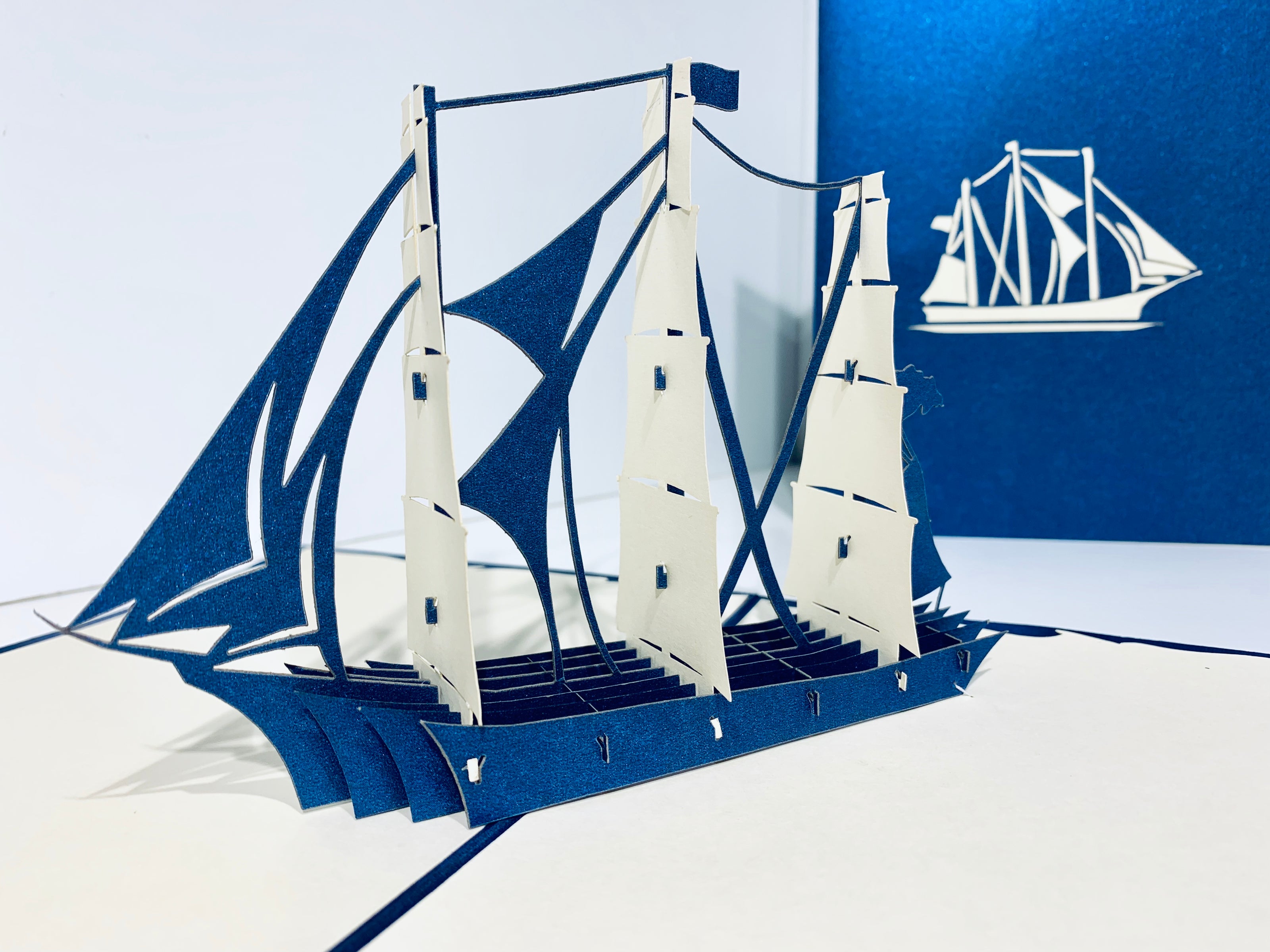 Blue & White Sailing Boat Origami Pop Cards 3D Pop Up Greeting Card Happy Birthday Thank You Handmade Gift Thinking of You Blank Card for Any Occasion Happy Mother's Day Happy Father's Australiana Celebrate the Beauty