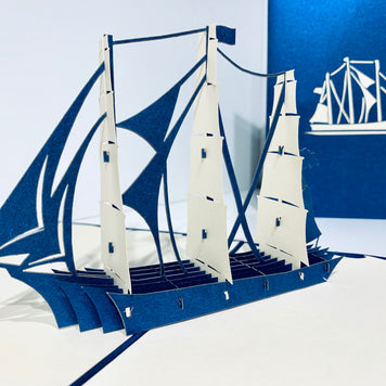 Blue & White Sailing Boat Origami Pop Cards 3D Pop Up Greeting Card Happy Birthday Thank You Handmade Gift Thinking of You Blank Card for Any Occasion Happy Mother's Day Happy Father's Australiana Celebrate the Beauty
