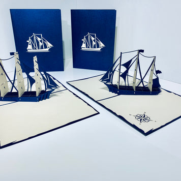 Blue & White Sailing Boat Origami Pop Cards 3D Pop Up Greeting Card Happy Birthday Thank You Handmade Gift Thinking of You Blank Card for Any Occasion Happy Mother's Day Happy Father's Australiana Celebrate the Beauty