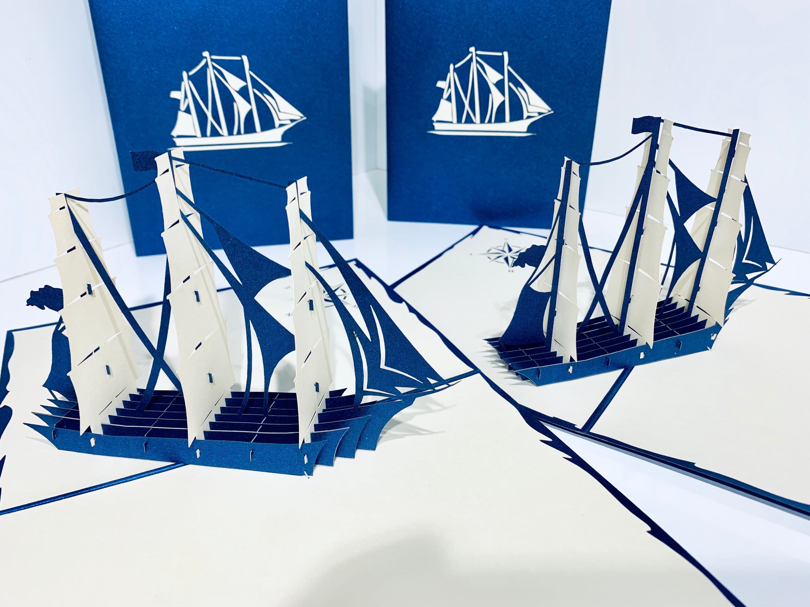 Blue & White Sailing Boat Origami Pop Cards 3D Pop Up Greeting Card Happy Birthday Thank You Handmade Gift Thinking of You Blank Card for Any Occasion Happy Mother's Day Happy Father's Australiana Celebrate the Beauty