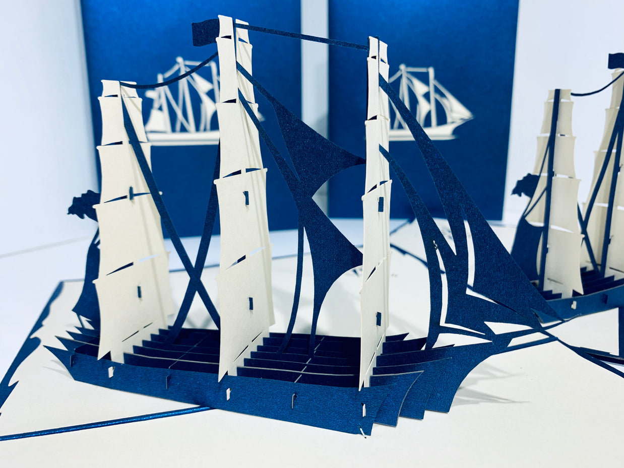 Blue & White Sailing Boat Origami Pop Cards 3D Pop Up Greeting Card Happy Birthday Thank You Handmade Gift Thinking of You Blank Card for Any Occasion Happy Mother's Day Happy Father's Australiana Celebrate the Beauty