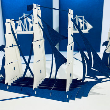 Blue & White Sailing Boat Origami Pop Cards 3D Pop Up Greeting Card Happy Birthday Thank You Handmade Gift Thinking of You Blank Card for Any Occasion Happy Mother's Day Happy Father's Australiana Celebrate the Beauty