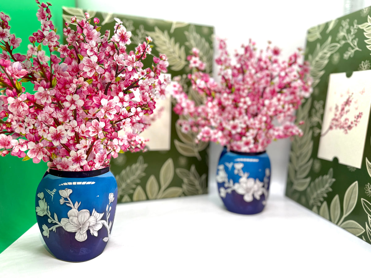 Sakura Pink Cherry Blossom 3D Pop-Up Flower Bouquet Origami Pop Cards 3D Pop Up Greeting Card Happy Birthday Thank You Handmade Gift Thinking of You Blank Card for Any Occasion Happy Mother's Day Happy Father's Australiana Celebrate