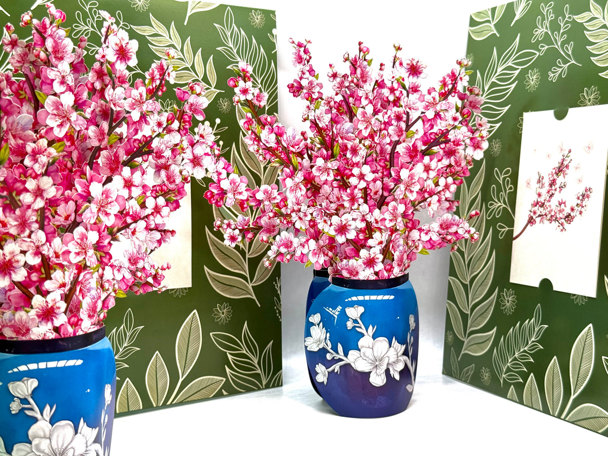 Sakura Pink Cherry Blossom 3D Pop-Up Flower Bouquet Origami Pop Cards 3D Pop Up Greeting Card Happy Birthday Thank You Handmade Gift Thinking of You Blank Card for Any Occasion Happy Mother's Day Happy Father's Australiana Celebrate