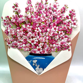 Sakura Pink Cherry Blossom 3D Pop-Up Flower Bouquet Origami Pop Cards 3D Pop Up Greeting Card Happy Birthday Thank You Handmade Gift Thinking of You Blank Card for Any Occasion Happy Mother's Day Happy Father's Australiana Celebrate