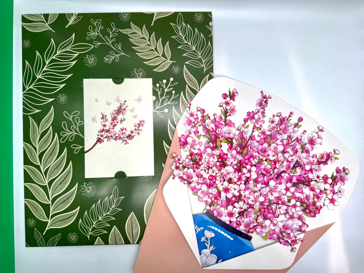 Sakura Pink Cherry Blossom 3D Pop-Up Flower Bouquet Origami Pop Cards 3D Pop Up Greeting Card Happy Birthday Thank You Handmade Gift Thinking of You Blank Card for Any Occasion Happy Mother's Day Happy Father's Australiana Celebrate