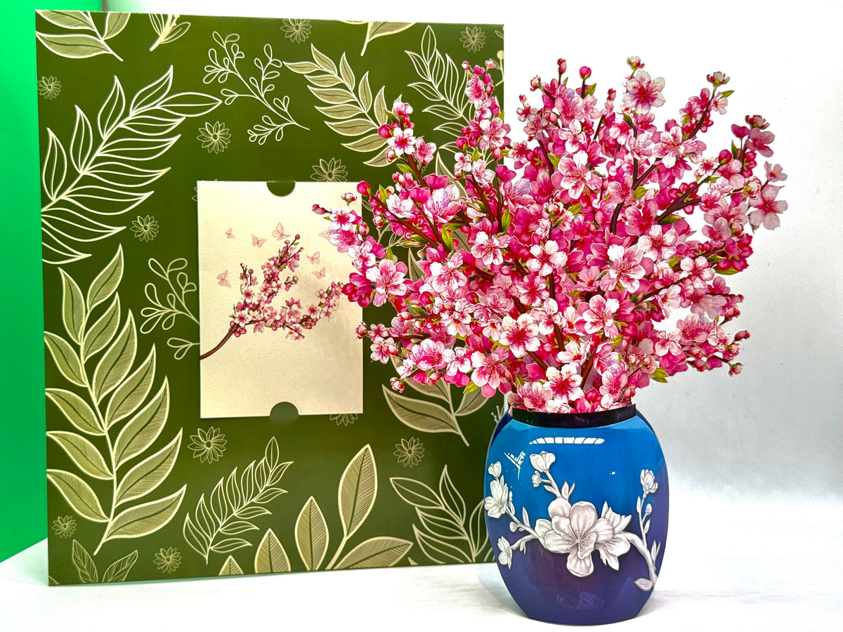 Sakura Pink Cherry Blossom 3D Pop-Up Flower Bouquet Origami Pop Cards 3D Pop Up Greeting Card Happy Birthday Thank You Handmade Gift Thinking of You Blank Card for Any Occasion Happy Mother's Day Happy Father's Australiana Celebrate