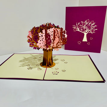 Sakura Cherry Blossom Tree in Pink & Purple Spring Colours Origami Pop Cards 3D Pop Up Greeting Card Happy Birthday Thank You Handmade Gift Thinking of You Blank Card for Any Occasion Happy Mother's Day Happy Father's Australiana Celebrate