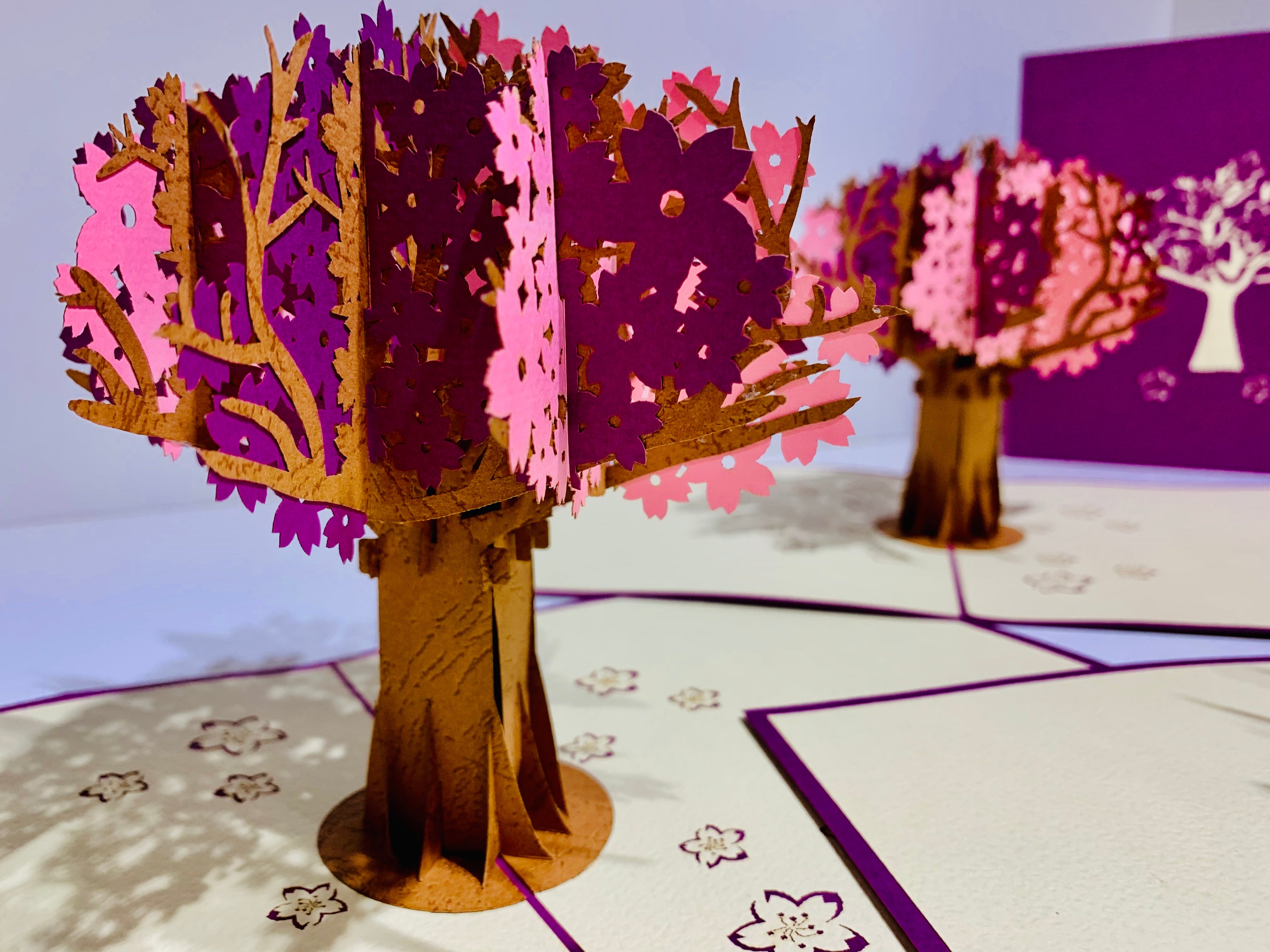 Sakura Cherry Blossom Tree in Pink & Purple Spring Colours Origami Pop Cards 3D Pop Up Greeting Card Happy Birthday Thank You Handmade Gift Thinking of You Blank Card for Any Occasion Happy Mother's Day Happy Father's Australiana Celebrate