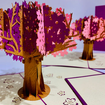 Sakura Cherry Blossom Tree in Pink & Purple Spring Colours Origami Pop Cards 3D Pop Up Greeting Card Happy Birthday Thank You Handmade Gift Thinking of You Blank Card for Any Occasion Happy Mother's Day Happy Father's Australiana Celebrate
