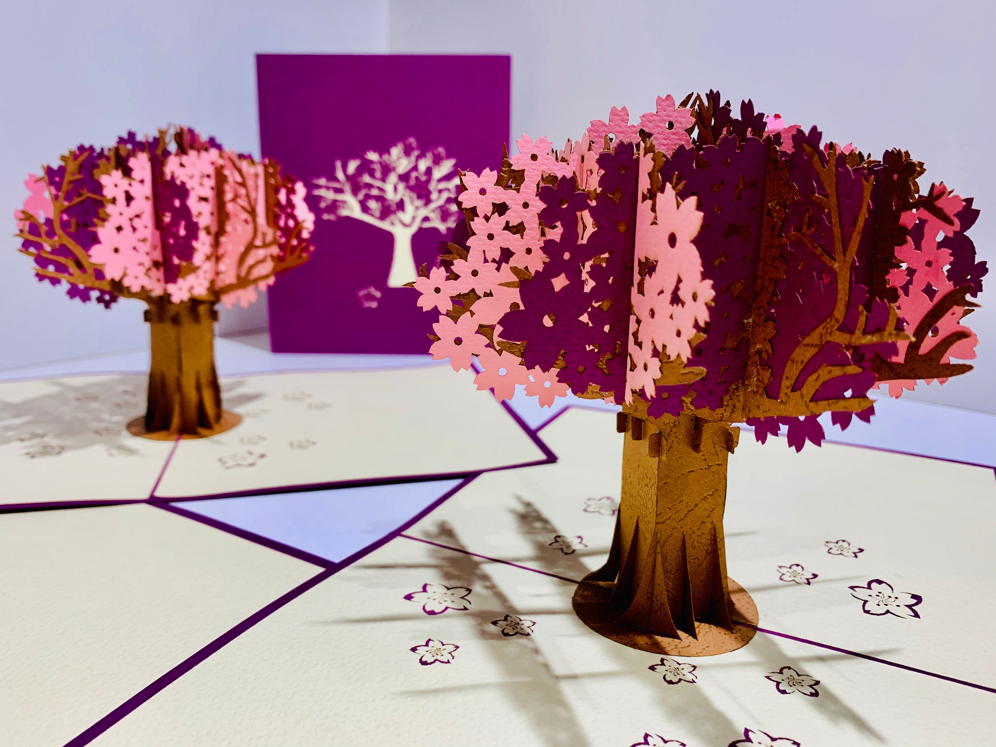 Sakura Cherry Blossom Tree in Pink & Purple Spring Colours Origami Pop Cards 3D Pop Up Greeting Card Happy Birthday Thank You Handmade Gift Thinking of You Blank Card for Any Occasion Happy Mother's Day Happy Father's Australiana Celebrate