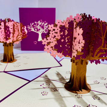 Sakura Cherry Blossom Tree in Pink & Purple Spring Colours Origami Pop Cards 3D Pop Up Greeting Card Happy Birthday Thank You Handmade Gift Thinking of You Blank Card for Any Occasion Happy Mother's Day Happy Father's Australiana Celebrate