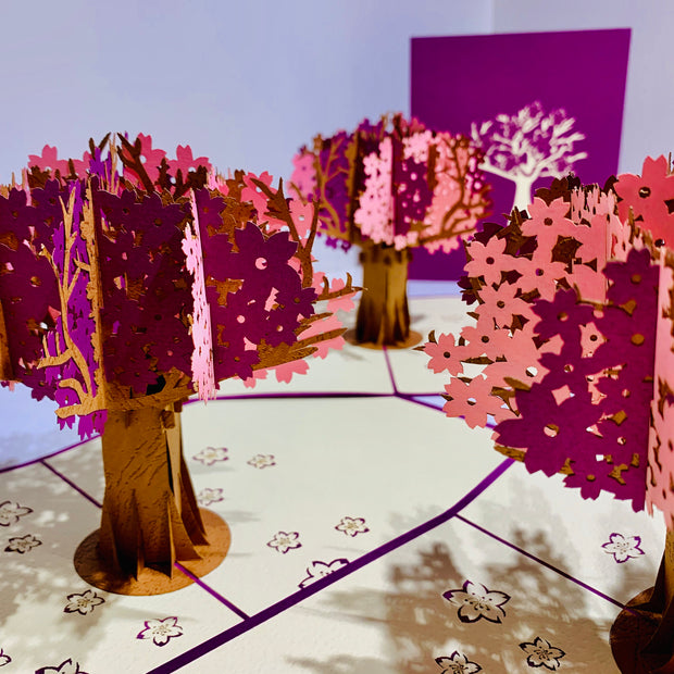 Sakura Cherry Blossom Tree in Pink & Purple Spring Colours Origami Pop Cards 3D Pop Up Greeting Card Happy Birthday Thank You Handmade Gift Thinking of You Blank Card for Any Occasion Happy Mother's Day Happy Father's Australiana Celebrate