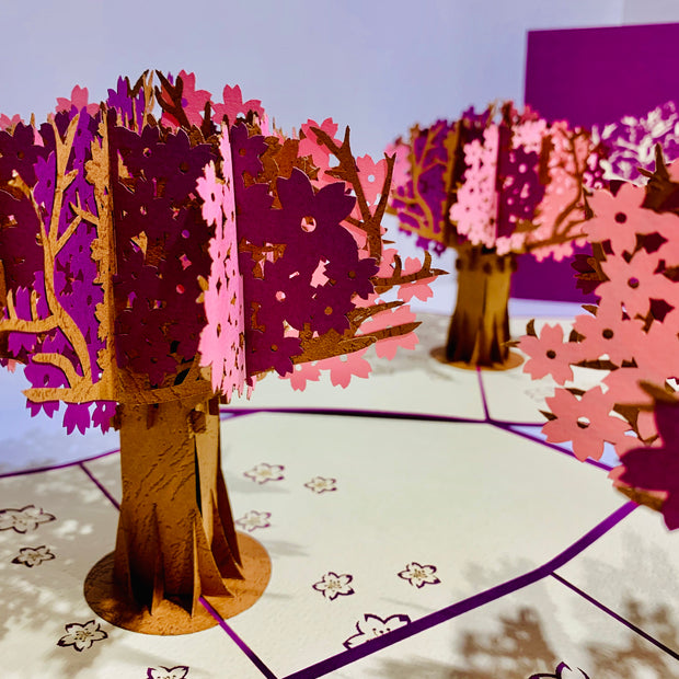 Sakura Cherry Blossom Tree in Pink & Purple Spring Colours Origami Pop Cards 3D Pop Up Greeting Card Happy Birthday Thank You Handmade Gift Thinking of You Blank Card for Any Occasion Happy Mother's Day Happy Father's Australiana Celebrate