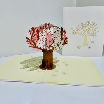Sakura Cherry Blossom Tree in Pink & White Spring Colours Origami Pop Cards 3D Pop Up Greeting Card Happy Birthday Thank You Handmade Gift Thinking of You Blank Card for Any Occasion Happy Mother's Day Happy Father's Australiana Celebrate