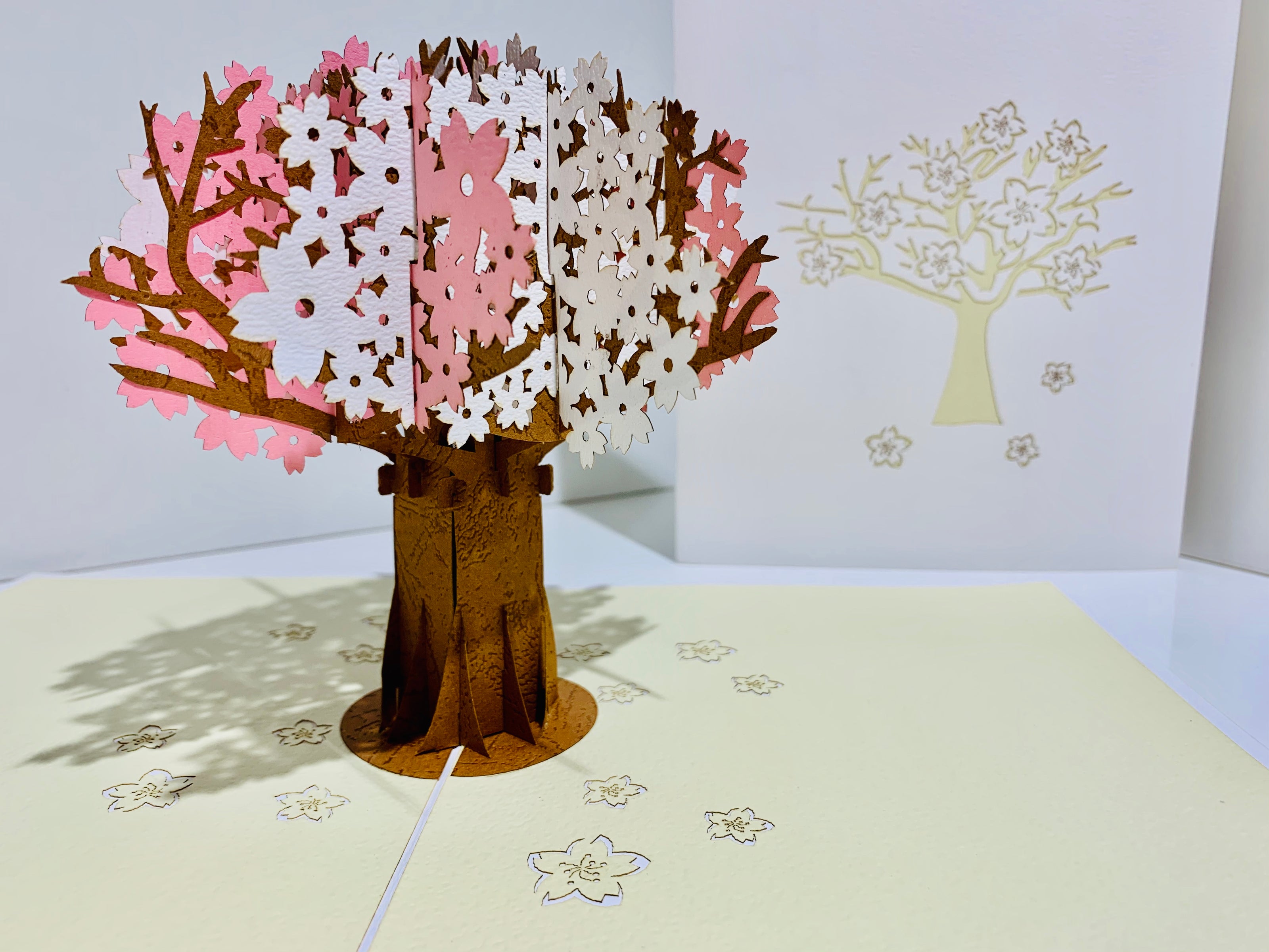 Sakura Cherry Blossom Tree in Pink & White Spring Colours Origami Pop Cards 3D Pop Up Greeting Card Happy Birthday Thank You Handmade Gift Thinking of You Blank Card for Any Occasion Happy Mother's Day Happy Father's Australiana Celebrate