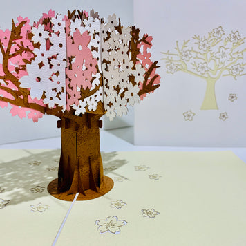 Sakura Cherry Blossom Tree in Pink & White Spring Colours Origami Pop Cards 3D Pop Up Greeting Card Happy Birthday Thank You Handmade Gift Thinking of You Blank Card for Any Occasion Happy Mother's Day Happy Father's Australiana Celebrate