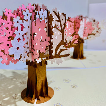 Sakura Cherry Blossom Tree in Pink & White Spring Colours Origami Pop Cards 3D Pop Up Greeting Card Happy Birthday Thank You Handmade Gift Thinking of You Blank Card for Any Occasion Happy Mother's Day Happy Father's Australiana Celebrate