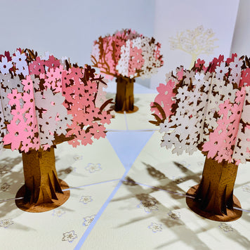 Sakura Cherry Blossom Tree in Pink & White Spring Colours Origami Pop Cards 3D Pop Up Greeting Card Happy Birthday Thank You Handmade Gift Thinking of You Blank Card for Any Occasion Happy Mother's Day Happy Father's Australiana Celebrate