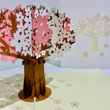Sakura Cherry Blossom Tree in Pink & White Spring Colours Origami Pop Cards 3D Pop Up Greeting Card Happy Birthday Thank You Handmade Gift Thinking of You Blank Card for Any Occasion Happy Mother's Day Happy Father's Australiana Celebrate