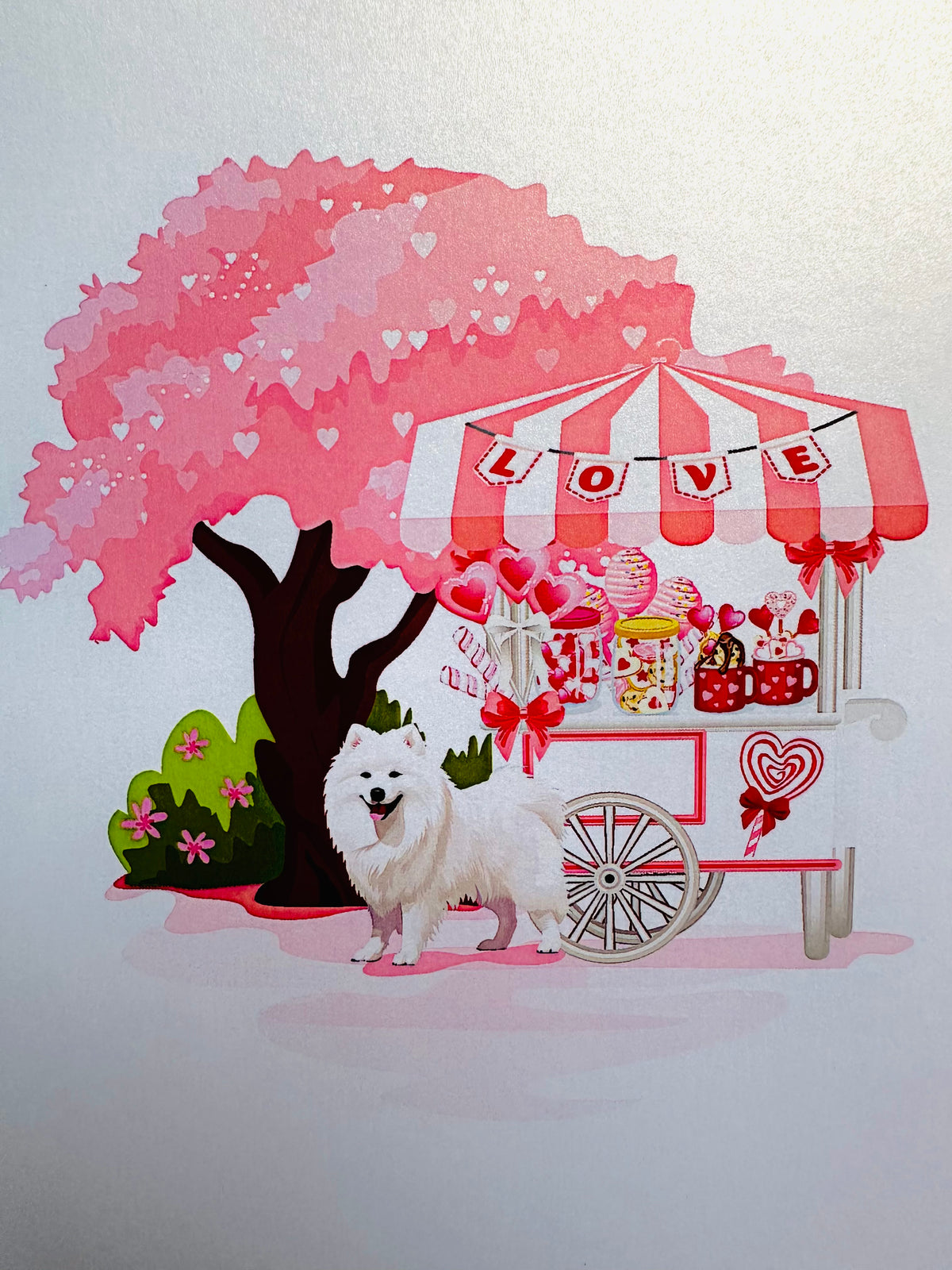 Samoyed Dog with a LOVE Lollipop Cart - Perfect for Dog Lovers Origami Pop Cards 3D Pop Up Greeting Card Happy Birthday Thank You Handmade Gift Thinking of You Blank Card for Any Occasion Happy Mother's Day Happy Father's Australiana Celebrate the Beauty
