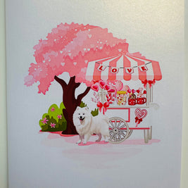 Samoyed Dog with a LOVE Lollipop Cart - Perfect for Dog Lovers Origami Pop Cards 3D Pop Up Greeting Card Happy Birthday Thank You Handmade Gift Thinking of You Blank Card for Any Occasion Happy Mother's Day Happy Father's Australiana Celebrate the Beauty