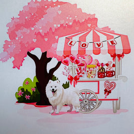 Samoyed Dog with a LOVE Lollipop Cart - Perfect for Dog Lovers Origami Pop Cards 3D Pop Up Greeting Card Happy Birthday Thank You Handmade Gift Thinking of You Blank Card for Any Occasion Happy Mother's Day Happy Father's Australiana Celebrate the Beauty