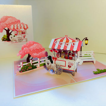 Samoyed Dog with a LOVE Lollipop Cart - Perfect for Dog Lovers Origami Pop Cards 3D Pop Up Greeting Card Happy Birthday Thank You Handmade Gift Thinking of You Blank Card for Any Occasion Happy Mother's Day Happy Father's Australiana Celebrate the Beauty